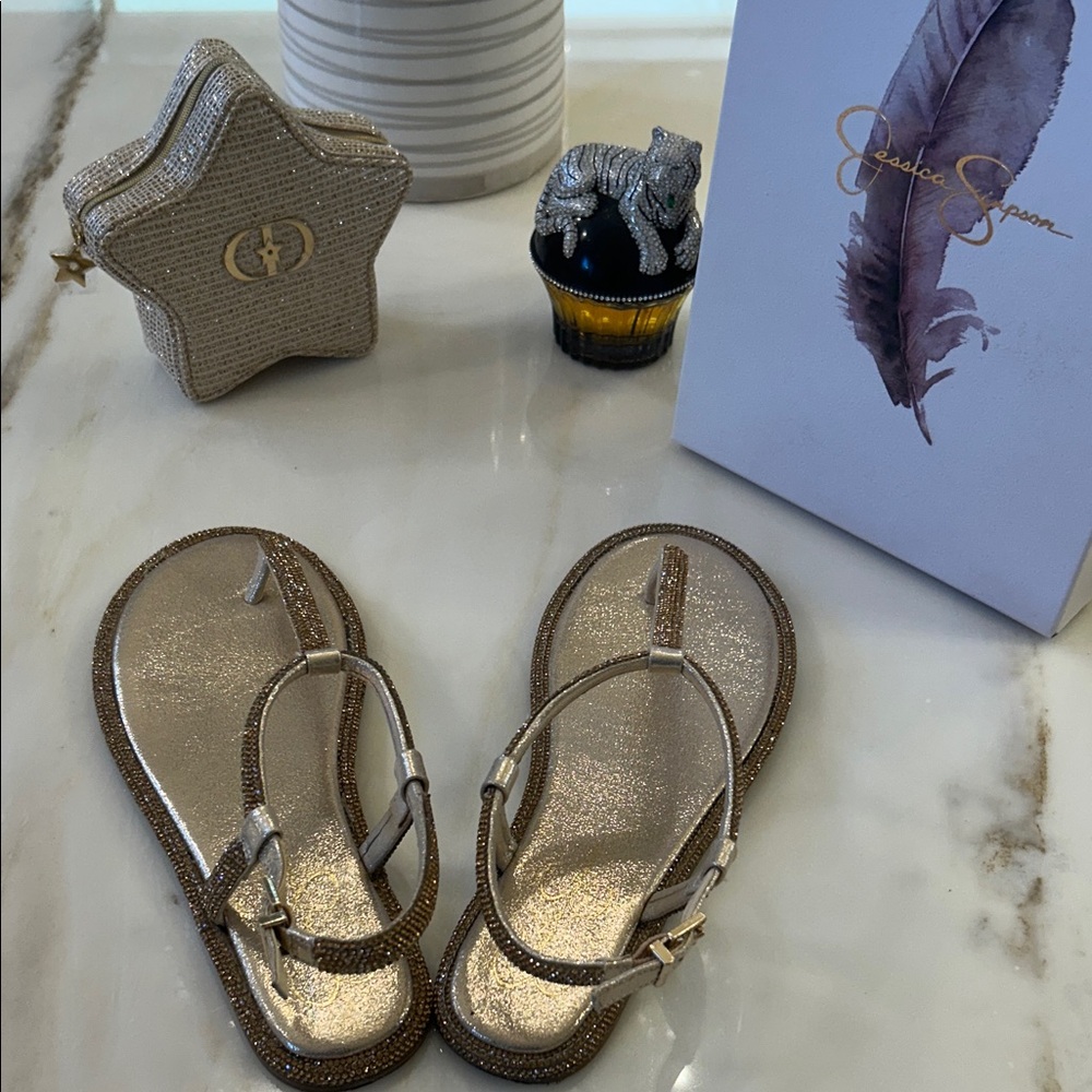 Jessica Simpson Metallic Gold Sandals